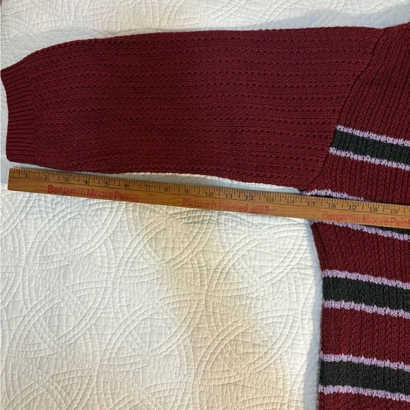Urban Outfitters BDG Burgundy and Striped Chunky Knit Sweater Medium Grunge - Picture 6 of 9